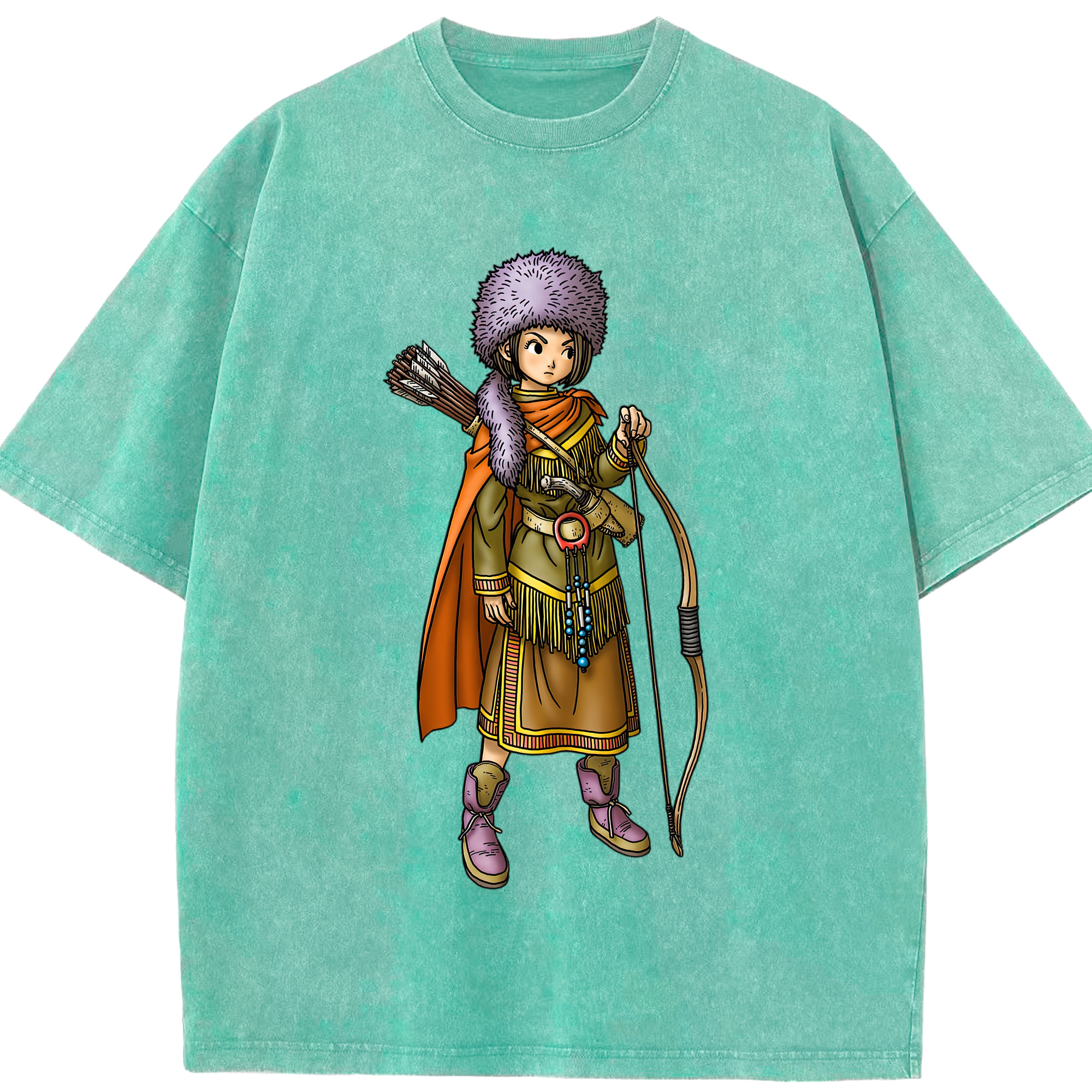 （画像用） ドラゴンクエスト Doragon Kuesuto Dragon Quest 綿100% ヴィンテージ風 半袖Tシャツ（フロントプリント）